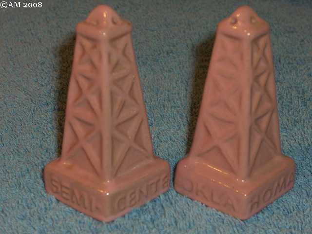 1957 Celebration Oil Derricks glazed terra cotta rose